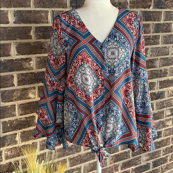 NWT Altar’d State Button Down front tie Top - Picture 2 of 8